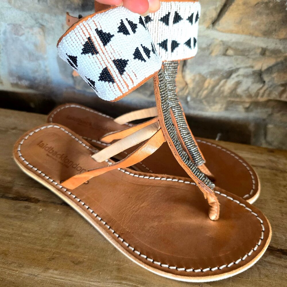 Laid Back London beaded leather sandals